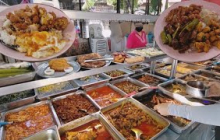 炸小虾茄子鸡饭槟城关打贺经济杂菜饭美食午餐 Penang Jalan Trengganu Economy Mixed Rice Lunch