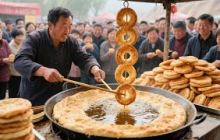 陕北大叔卖爆火金钱串，1 元一个日卖3000 个，个个起大泡超诱人【小食光光】