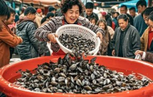 安徽神奇美食蚬子，卖20元一斤生意火爆，顾客排队抢着吃场面壮观#麦总去哪吃