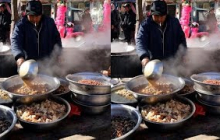 安徽农村土厨师，一个台烧5口锅，700一桌全是肉，你看值不值？ #美食  #农村酒席  #为安徽美食打call